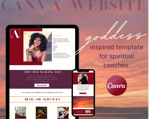 ATHENA: Spiritual Website Template Canva, Mystical Sales Landing Page, Soulpeneur Website, Coach Done For You Website