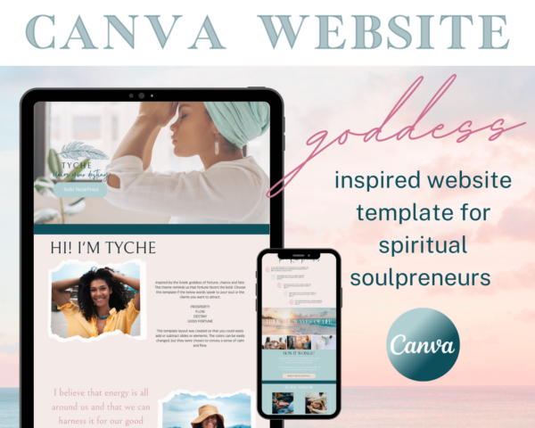 Tyche Goddess Spiritual Website Template Canva | Prosperity | Flow | Destiny | Good Fortune