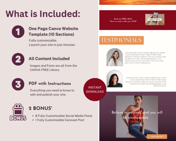 Athena Goddess Spiritual Website Template Canva | Strength | Wisdom | Bold | Clean - Image 4