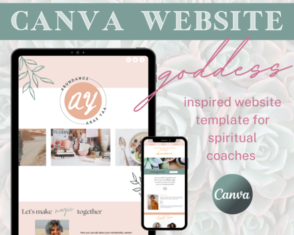 Asae Yaa Goddess Spiritual Canva Website Template | Abundance | Beauty | Growth | Expansion