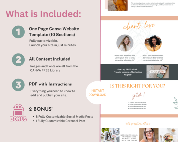 Asae Yaa Goddess Spiritual Canva Website Template | Abundance | Beauty | Growth | Expansion - Image 3